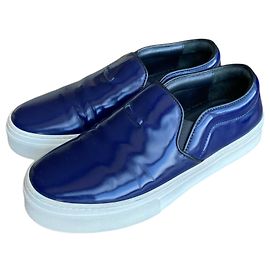 Sneakers slip on Céline in pelle verniciata blu navy