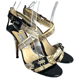Sandali Jimmy Choo Aby in pelle di serpente e vernice nera