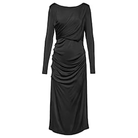 Vestido preto drapeado de jersey Dries Van Noten
