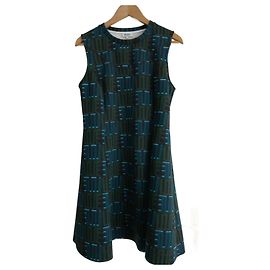 Abito tunica Kenzo in neoprene nero blu oliva turchese