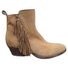 Sartore Stiefeletten Beige Wildleder mit Fransen