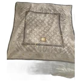 Louis Vuitton Sciarpa in voile di cotone grigio 55x55