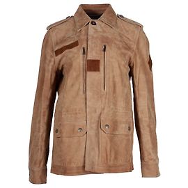 Giacca Utility Saint Laurent in pelle scamosciata marrone