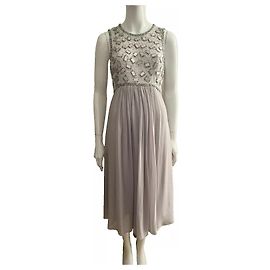 Jenny Packham Abito da sera High-Lo, corpetto ricamato in grigio argento