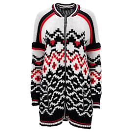 Maje Mercouer Fair Isle-Cardigan mit Reißverschluss vorne aus mehrfarbiger Wolle. 