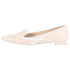 Manolo Blahnik Ballerine a punta in pelle scamosciata neutra - taglia EU 35.5