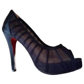 Décolleté Christian Louboutin in tela a rete nera Misura 37