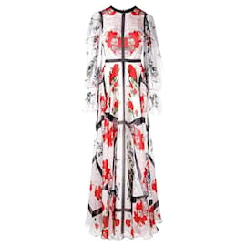 Alexander McQueen Blumen-Schmetterling Floaty Seiden-Chiffon Maxikleidrobe