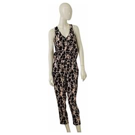 Mono de seda sin mangas Thakoon Addition estampado negro y rosa Talla 2