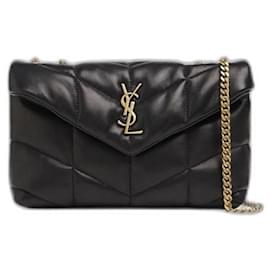 Borsa Saint Laurent Toy Puffer in pelle di agnello nera