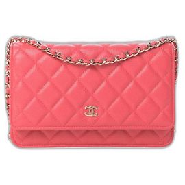 Chanel Caviar Portafoglio su catena Corallo