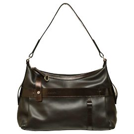 Bolso de hombro hobo Lancel de cuero negro y marrón oscuro