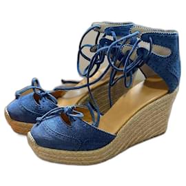 Espadrillas con zeppa Hermès Camoscio Blu