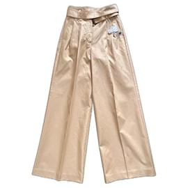 Pantalones anchos de algodón beige Weekend Max Mara