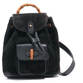 GUCCI - Mini-Rucksack aus schwarzem Wildleder und Leder