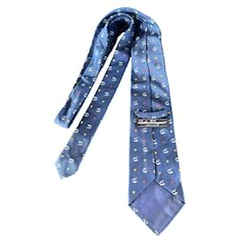 Cravatta in seta blu Salvatore Ferragamo