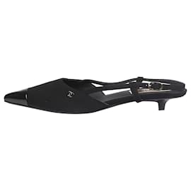 Schwarze Slingback-Kitten-Heels - Größe EU 38 - Chanel