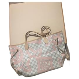 Louis Vuitton Neverfull Edizione Tahitiana Damier Azur Graffiti Rosa