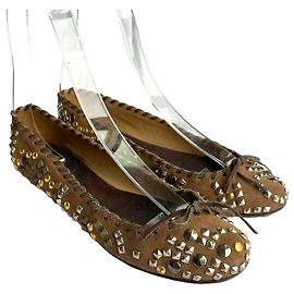 Ballerine Dolce & Gabbana in nabuk marrone con borchie 37
