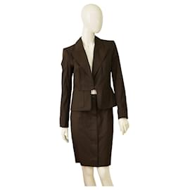 Tailleur jupe Yves Saint Laurent en coton marron Taille 40 Fr