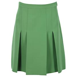 Falda Gucci Plisada De Lana Verde