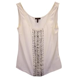 Top sin mangas de lentejuelas Escada en seda blanca