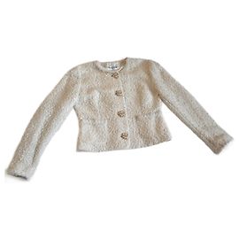 Autre Marque Francesco Ferri Elfenbeinjacke aus lockiger Wolle Francesco Ferri T. 38