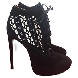 Bottines à talons hauts Alaïa Plateau noir et blanc taille 9,5