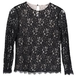 Diane Von Furstenberg Long Sleeve Top in Black Rayon