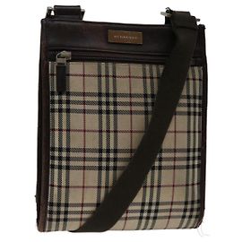 BURBERRY Nova Check Umhängetasche Canvas Beige Braun Auth yk11382