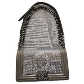 Borsa media Chanel Boy con paillettes strass