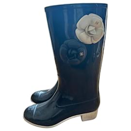Botas de lluvia Chanel de goma negras