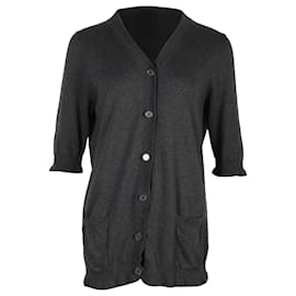 Marni x Joyce Ruffled Cardigan aus grauer Baumwolle 