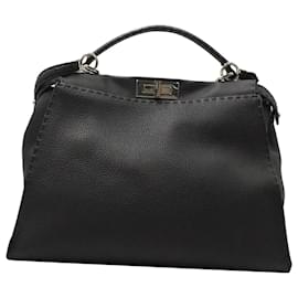 Fendi Peekaboo media in pelle Selleria nera