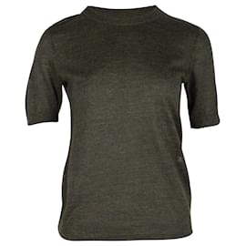 Celine Kurzarm-Strick-T-Shirt aus grünem Acryl und Wolle - Céline