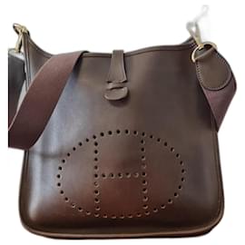 Borsa a tracolla Hermès Evelyne in Pelle Marrone Scuro