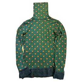 Top a pois vintage di Jean Paul Gaultier in lana verde con pois gialli