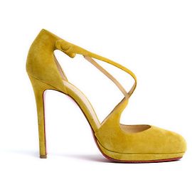 Christian Louboutin Tacones Salome Fifi 100 de ante amarillo US8.5