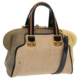 FENDI Borsa a Mano Tela 2modo Beige Auth 70343