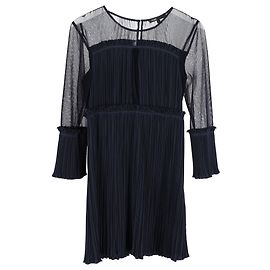 Maje Minikleid mit transparenten Ärmeln aus blauem Polyester
