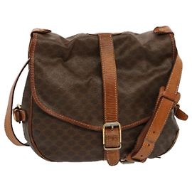 Céline CELINE Borsa a tracolla in tela macadam PVC marrone Auth 70829