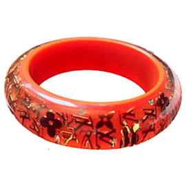 Bracciale Louis Vuitton Arancione Acrilico Monogramma Oro