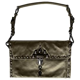 Borsa Prada in raso con borchie taupe