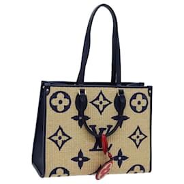 Borsa LOUIS VUITTON in rafia monogramma On The Go MM 2modo Beige M57723 LV Aut 70773S - Louis Vuitton
