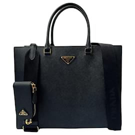 Prada Large Tote Bag Saffiano Leder schwarz / sehr gut