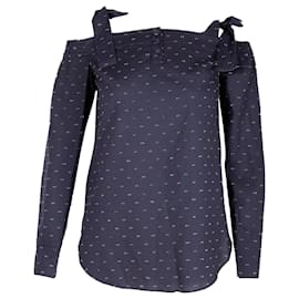 Autre Marque Top con hombros descubiertos y textura Saloni en algodón azul