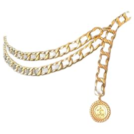 CHANEL Vintage Chunky Doppelkette aus Lammleder mit Medaillon - Chanel
