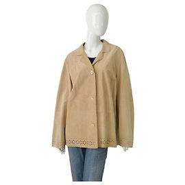 Marina Rinaldi Sport Beige Wildlederjacke mit Knöpfen