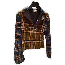 Philosophy Di Alberta Ferretti Karierte Wolljacke Khaki Blau