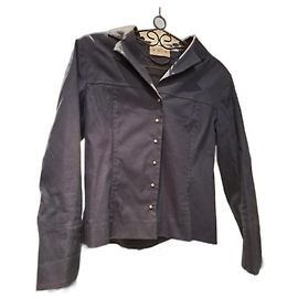 Zapa Kurze Jacke aus Baumwolle in Navy Blau mit Rautenknöpfen